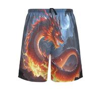Cool Flame Drago cinese nero comodo pigiama da uomo sottile pigiama pantaloni da uomo per regali di compleanno, Fiamma fredda drago cinese nero, XL