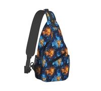 Cool Flame Lion Head Print Sling Bag per uomini e donne, borse a tracolla borsa da petto zaino per viaggi escursionismo