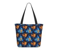 Cool Flame Lion Head Print Tote Bag per donne, grande borsa a tracolla con cerniera, borse per lavoro e viaggi