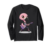 Cool Flamingo Chitarra Rock Star Bird Punk Maglia a Manica