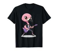 Cool Flamingo Chitarra Rock Star Bird Punk Maglietta