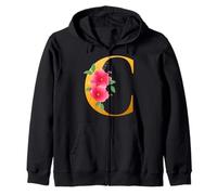 Cool Floral Alphabet Cute Initial Monogram Letter C Graphic Felpa con Cappuccio