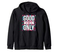 Cool Floral Good Vibes Only Motivational Good Vibes Quotes Felpa con Cappuccio