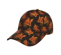 Cool Fox Fire Print Cappello da Baseball Regolabile Tesa Curva Cappellino Casuale Cappello Trucker per Sport Ciclismo Estivo