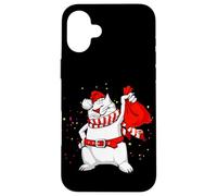 Cool Funny Santa Claus Cat With Christmas Bag Graphic Design Custodia per iPhone 16 Plus
