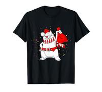 Cool Funny Santa Claus Cat with Christmas Bag Graphic Design Maglietta