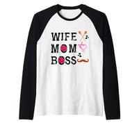Cool Funny Wife Mom Boss T Shirt, Awesome Best Mom Forever Maglia con Maniche Raglan