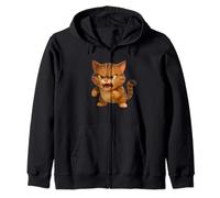 Cool Funny Wild Fury Cat Illustration Graphic Designs Felpa con Cappuccio