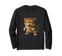 Cool Funny Wild Fury Cat Illustration Graphic Designs Maglia a Manica