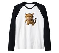 Cool Funny Wild Fury Cat Illustration Graphic Designs Maglia con Maniche Raglan