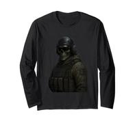 Cool Gaming Black Army Soldier Illustration Graphic Designs Maglia a Manica