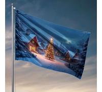 Cool Garden Flag Un accogliente villaggio con un albero di Natale incandescente nella neve. Bandiera uomo grotta bar camera ragazzi adolescenti (120 x 180 cm)