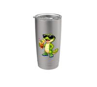 Cool geco che indossa occhiali da sole tenendo tè freddo Bicchiere termico in acciaio inox doppia parete