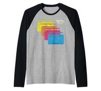 Cool Ghetto Blaster 90s Party DJ Discoteca Musica Ghettoblaster Maglia con Maniche Raglan