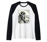 Cool giapponese estetica pinguino amante Giappone arte pinguino Maglia con Maniche Raglan