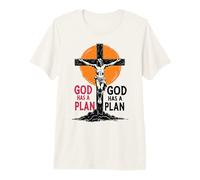 Cool God Has a Plan Gesù Cristo Croce Design Uomini Donne Bambini Maglietta Premium