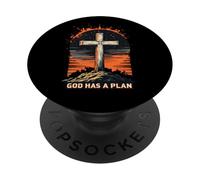 Cool God Has a Plan Gesù Cristo Croce Design Uomini Donne Bambini PopSockets PopGrip Adesivo