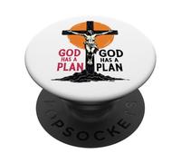 Cool God Has a Plan Gesù Cristo Croce Design Uomini Donne Bambini PopSockets PopGrip Adesivo
