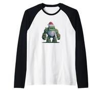 Cool Golem con Barba e Cappello di Babbo Natale per Ragazzi e Ragazze Maglia con Maniche Raglan