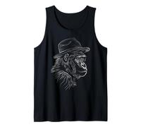 Cool Gorilla con Fedora Hat Line Art Design Canotta
