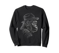 Cool Gorilla con Fedora Hat Line Art Design Felpa