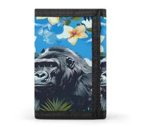 Cool Gorilla Monkey Flower - Portafogli a tre ante con porta banconote e carte di credito, 8 scomparti, portachiavi, finestra per foto, per uomini e donne, Stile 44., Taglia unica, Per tutte le