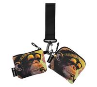 Cool Gorilla - Portafogli da polso da donna, piccolo, staccabile, con cerniera, portamonete con portachiavi, per donne e ragazze, 2 pezzi, gorilla fresco, 1 size, Art Deco