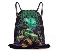 Cool Gothic Mon-Ster Truck Borsa Coulisse Stringa Sacca Unisex Zaino per Bambino Viaggi Escursionismo 36X42Cm