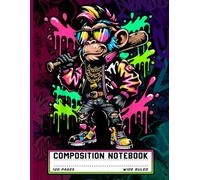 Cool Graffiti Monkey Baseball Composition Notebook: Color Drip Wide Ruled Journal for Boys, Teen Guys, Kids, Hip Hop & Sports Fans