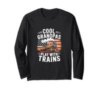 Cool Grandpas Play with Trains Vintage Retro Railroad Maglia a Manica