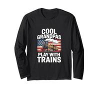 Cool Grandpas Play with Trains Vintage Retro Railroad Maglia a Manica