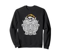 Cool Halloween Skeleton Punk Rock Skater Rocker Ragazzi Uomini Felpa