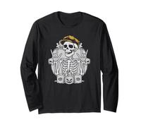 Cool Halloween Skeleton Punk Rock Skater Rocker Ragazzi Uomini Maglia a Manica