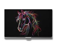 Cool Horse Silhouette Novità Porta Biglietti da Visita Sottile Metallo Credito Nome Carte Caso Portafoglio Organizer per Uomini Donne 9,4 x 5,6 x 0,8 cm, Stile:, Taglia unica