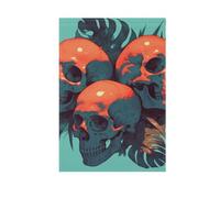 Cool Human Skulls Green Monstera Deliciosa Foglie Bandiere da cortile per Giardino bandiere banner per esterno per la decorazione esterna 28x40 double sided
