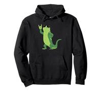 Cool Iguana Rock On Funny Rettile Amante Animale Grafica Mano Felpa con Cappuccio