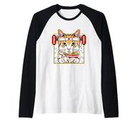 Cool Japanese Cat Eats Ramen Graphic Tees & Cool Designs Fun Maglia con Maniche Raglan