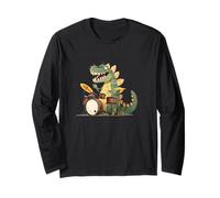 Cool Jurassic Drummer Dinosaur Costume per Ragazzi e Ragazze Maglia a Manica