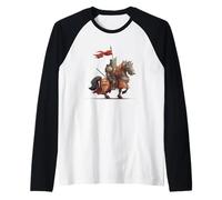 Cool Knight in Amor con Cavallo Medievale Look Maglia con Maniche Raglan