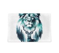 Cool Leone Deer Stampa Puzzle Robusto 2mm Puzzle Pezzi Divertimento Famiglia Attività 1000 Pezzi