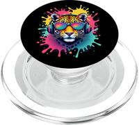 Cool Leopard Con Cuffie Retro Splash PopSockets PopGrip per MagSafe