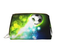 Cool Liama Makeup Bag,Grande sacchetto cosmetico in pelle portatile,Borsa da viaggio organizer impermeabile per articoli da toeletta, Cool palla da calcio, Taglia unica