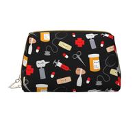 Cool Liama Makeup Bag,Grande sacchetto cosmetico in pelle portatile,Borsa da viaggio organizer impermeabile per articoli da toeletta, Modello di medicina del fumetto, Taglia unica