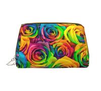Cool Liama Makeup Bag,Grande sacchetto cosmetico in pelle portatile,Borsa da viaggio organizer impermeabile per articoli da toeletta, Rosa colorata., Taglia unica