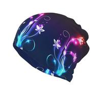 Cool Light Flowers Multi-Function Beanie Hat Autunno Inverno Caldo Cap Sciarpa Outdoor Abbigliamento quotidiano Moda Head Wear, Nero , Taglia unica