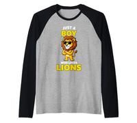 Cool Lion in Occhiali da Sole Solo Un Ragazzo Che AMA I Lions Maglia con Maniche Raglan