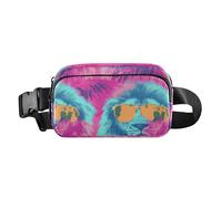 Cool Lions - Marsupio alla moda per donne, uomini, adolescenti, mini marsupio con cinghia regolabile per allenamento, corsa, escursionismo, leoni alla moda, viola, taglia unica, Cool Lions Tropical