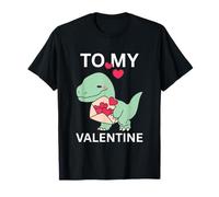 Cool Little Dino con Lover Letter Gift To My Valentine Day Maglietta