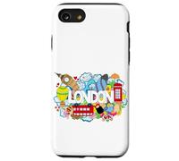 Cool London Doodles Graphic Animes, London Graffiti Colors Custodia per iPhone SE (2020) / 7/8