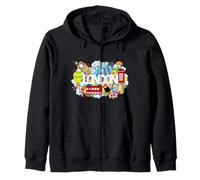 Cool London Doodles Graphic Animes, London Graffiti Colors Felpa con Cappuccio
